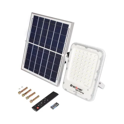 Proiettore LED da 100W con pannello solare policristallino da 12W, telecomando e batteria inclusa - immagine 4