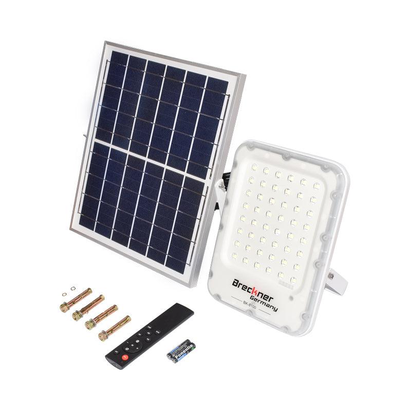 Proiettore LED da 100W con pannello solare policristallino da 12W, telecomando e batteria inclusa - immagine 4