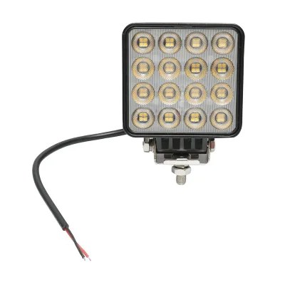 Proiettore LED quadrato 12-48V, 48W, 3000K, corpo in alluminio 110x110x45mm
