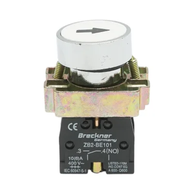 Pulsante bianco con ritorno e marcatura a freccia 1NO, 400V/10A, LAY5 Breckner Germany