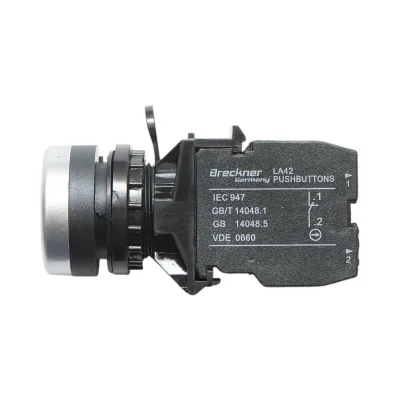 Pulsante con ritorno 1NO+1NC bianco, 10A/600V AC, 1A/250V DC LA42 Breckner Germany - immagine 4