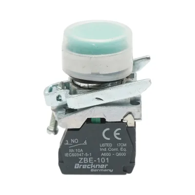 Pulsante con ritorno e cappuccio protettivo 22mm, 1NO, TB4-BP31, IP65 Breckner Germany