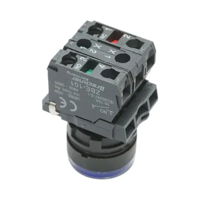 Pulsante con ritorno e segnalazione LED blu 1NO+1NC, 220V/10A, TB5 Breckner Germany - immagine 4