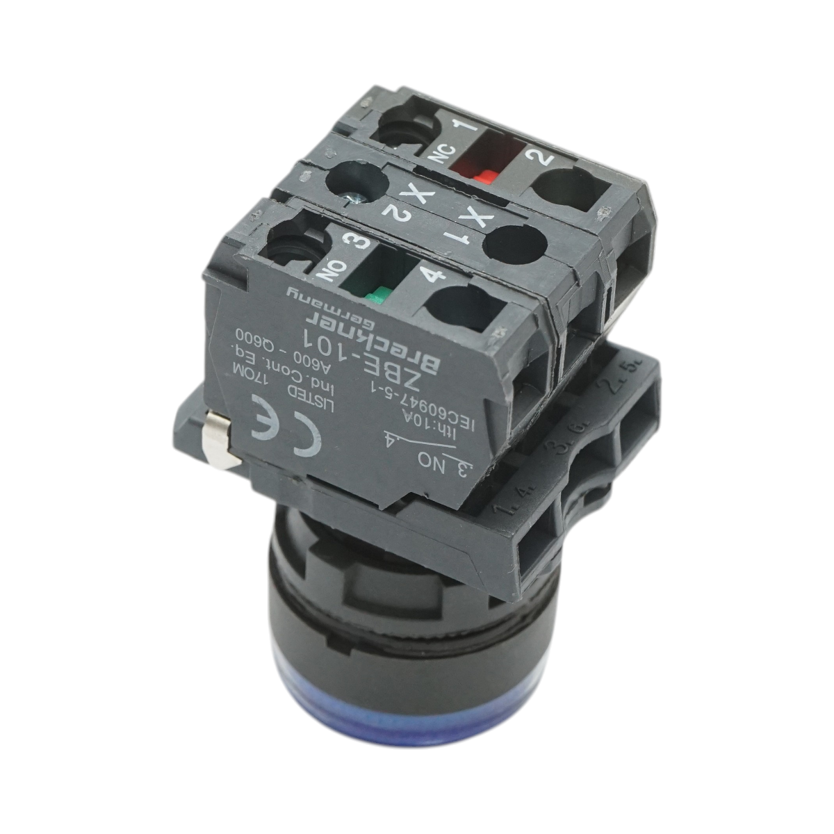 Pulsante con ritorno e segnalazione LED blu 1NO+1NC, 24V/10A TB5 Breckner Germany - immagine 4