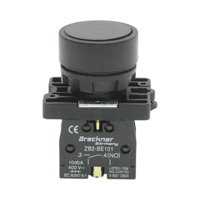 Pulsante con ritorno, nero, 1NO+1NC, 400V/10A LAY5 Breckner Germany