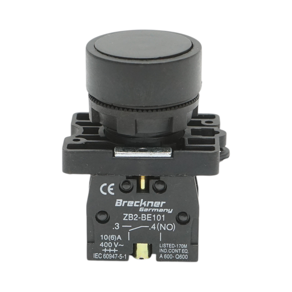 Pulsante con ritorno, nero, 1NO+1NC, 400V/10A LAY5 Breckner Germany