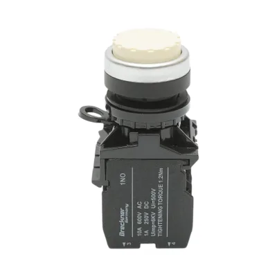 Pulsante convesso con ritorno 1NO+1NC bianco, 10A/600V AC, 1A/250V DC LA42 Breckner Germany
