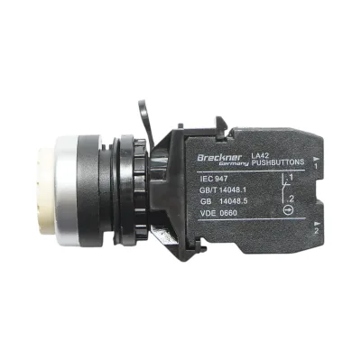 Pulsante convesso con ritorno 1NO+1NC bianco, 10A/600V AC, 1A/250V DC LA42 Breckner Germany - immagine 4
