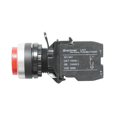 Pulsante convesso con ritorno 1NO+1NC rosso, 10A/600V AC, 1A/250V DC LA42 Breckner Germany - immagine 4