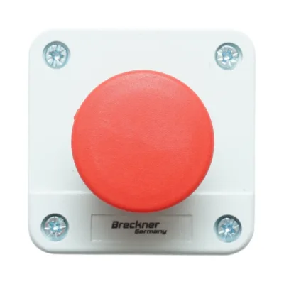Pulsante di arresto di emergenza con alloggiamento a fungo rosso con ritorno 1NC 40mm Breckner Germany - immagine 2