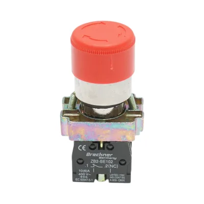 Pulsante di arresto di emergenza rosso con sgancio a rotazione 1NC, 400V/10A, 30mm LAY5 Breckner Germany