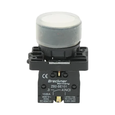Pulsante di comando bianco con coperchio protettivo 1NO, 400V/10A, LAY5-EP11, IP65 Breckner Germany