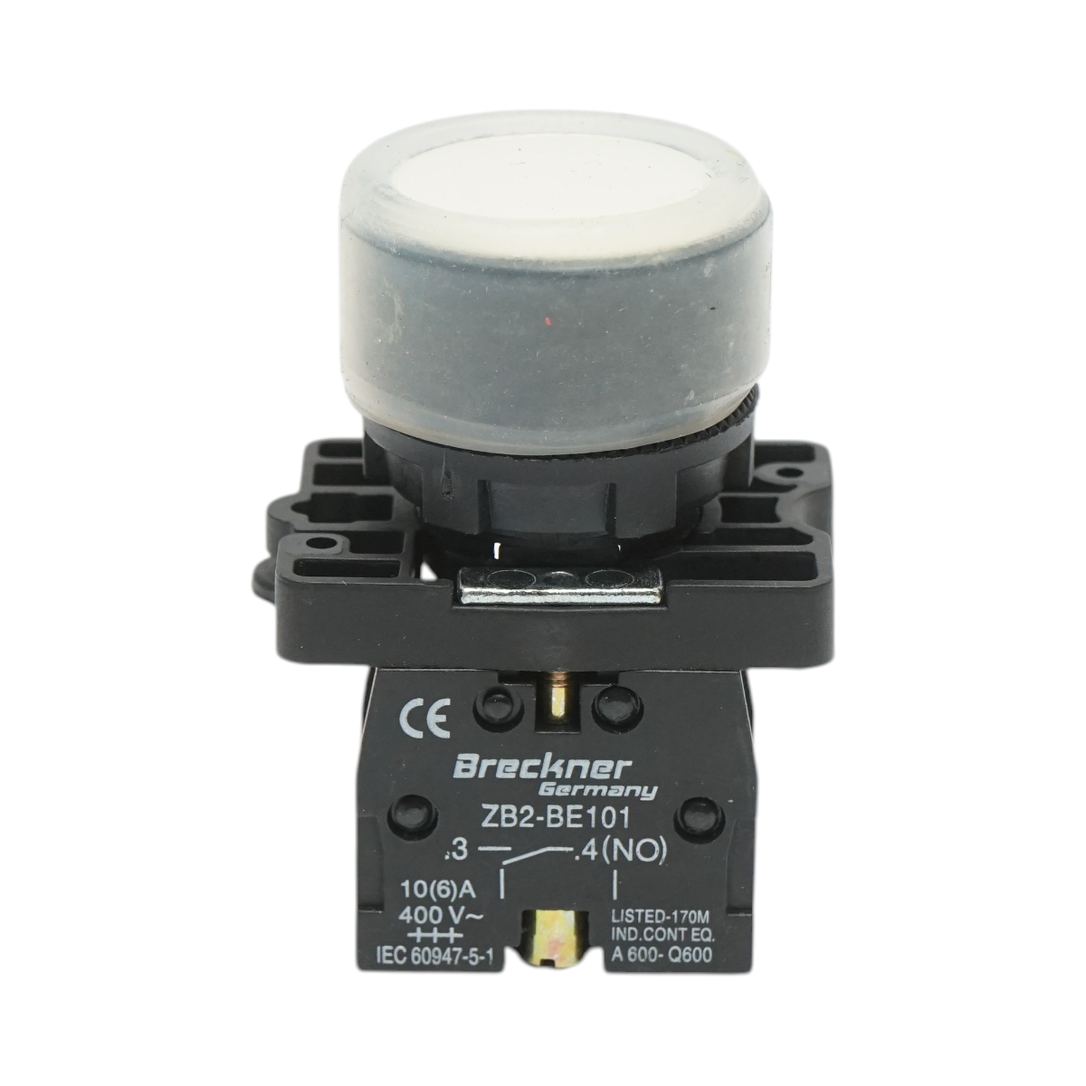 Pulsante di comando bianco con coperchio protettivo 1NO, 400V/10A, LAY5-EP11, IP65 Breckner Germany
