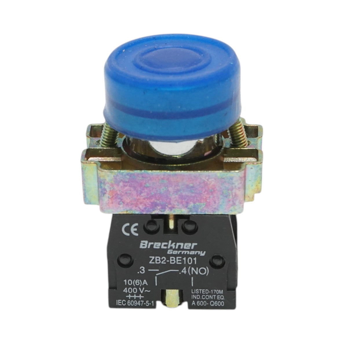 Pulsante di comando blu con coperchio protettivo 1NO, 400V/10A, LAY5, IP65 Breckner Germany