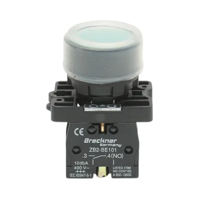 Pulsante di comando con coperchio di protezione verde IP65, 1NO, 400V/10A, LAY5-EP31 Breckner Germany