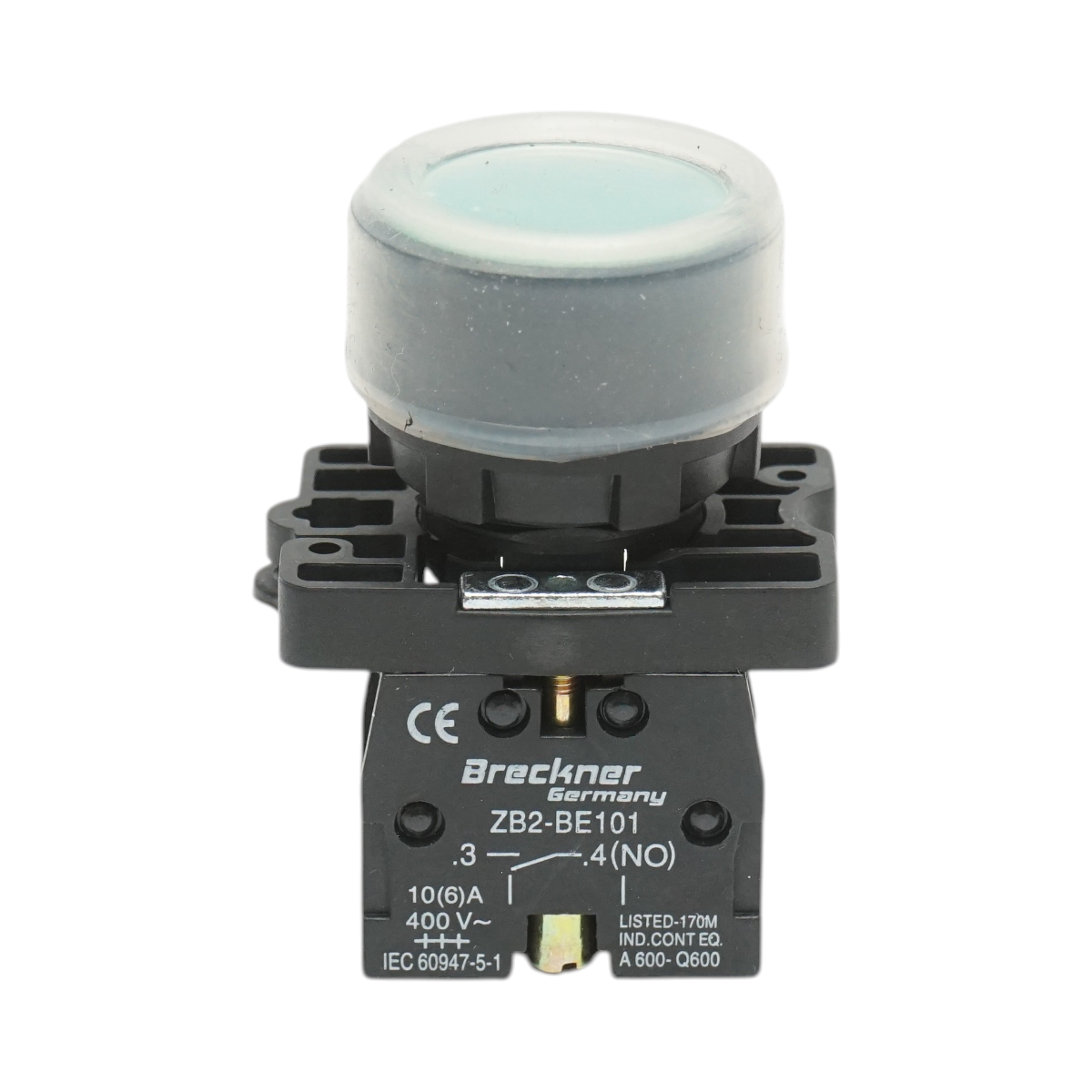 Pulsante di comando con coperchio di protezione verde IP65, 1NO, 400V/10A, LAY5-EP31 Breckner Germany