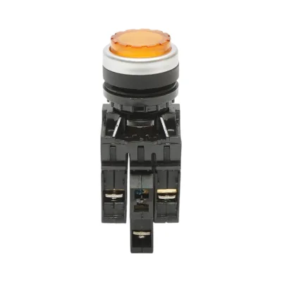 Pulsante di comando convesso illuminato 220V AC LED giallo con ritorno 1NO+1NC, 10A/600V AC, 1A/250V DC LA42 Breckner Germany - immagine 2