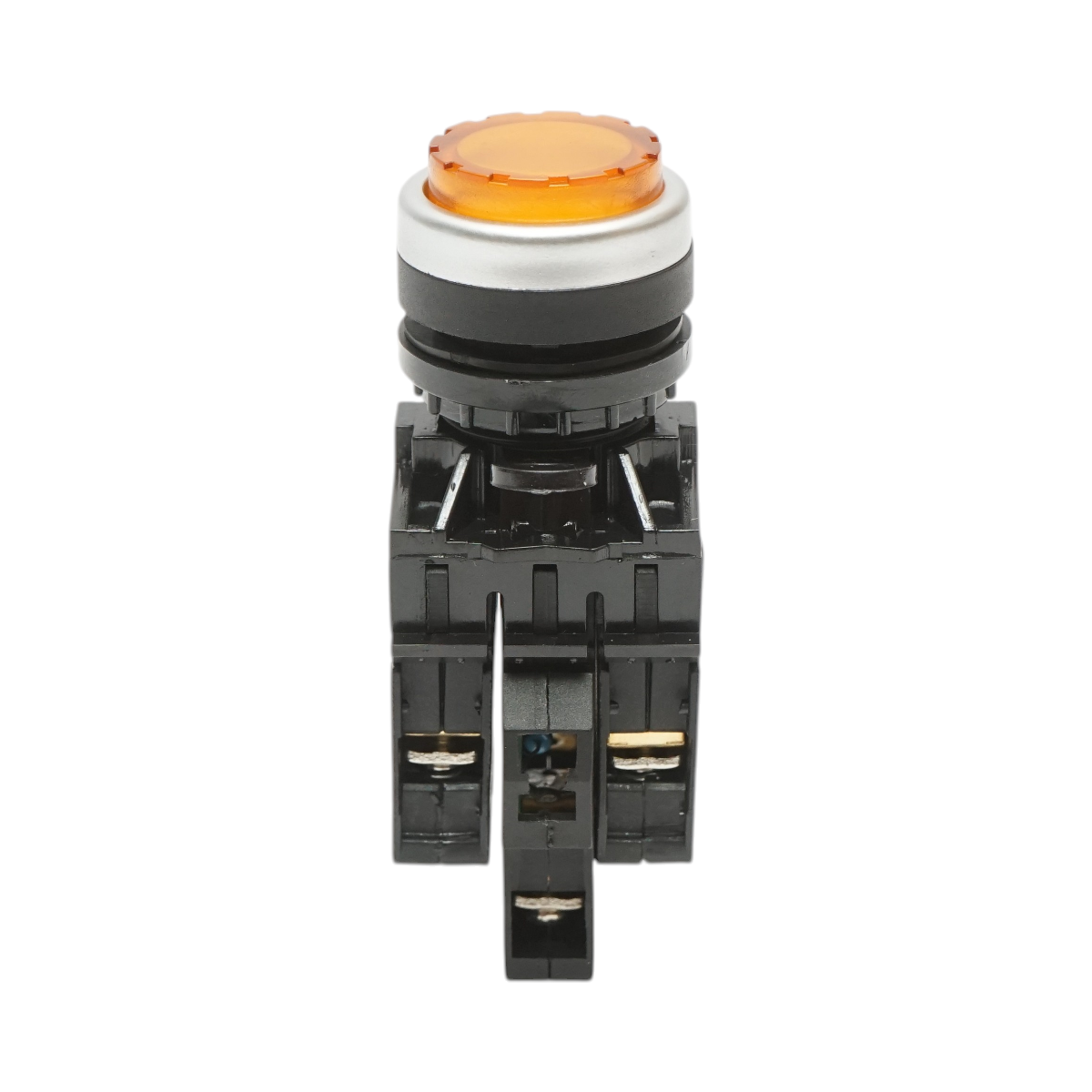 Pulsante di comando convesso illuminato 220V AC LED giallo con ritorno 1NO+1NC, 10A/600V AC, 1A/250V DC LA42 Breckner Germany - immagine 2