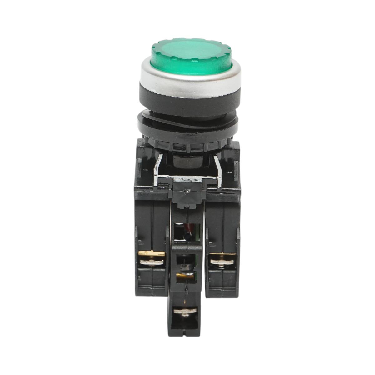 Pulsante di comando convesso illuminato 220V AC LED verde con ritorno 1NO+1NC, 10A/600V AC, 1A/250V DC LA42 Breckner Germany - immagine 2