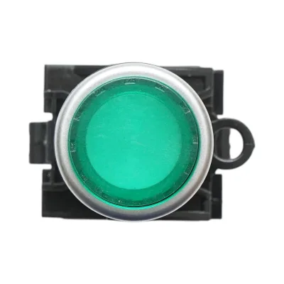 Pulsante di comando convesso illuminato 220V AC LED verde con ritorno 1NO+1NC, 10A/600V AC, 1A/250V DC LA42 Breckner Germany - immagine 3
