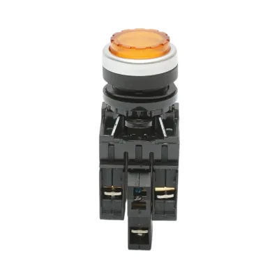 Pulsante di comando convesso illuminato 24V AC/DC LED giallo con ritorno 1NO+1NC, 10A/600V AC, 1A/250V DC LA42 Breckner Germany - immagine 2