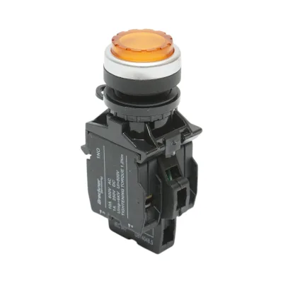 Pulsante di comando convesso illuminato 24V AC/DC LED giallo con ritorno 1NO+1NC, 10A/600V AC, 1A/250V DC LA42 Breckner Germany