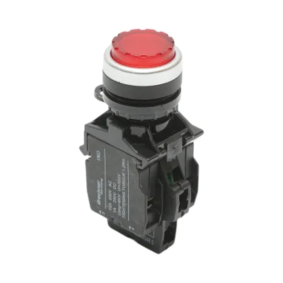 Pulsante di comando convesso illuminato 24V AC/DC LED rosso con ritorno 1NO+1NC, 10A/600V AC, 1A/250V DC LA42 Breckner Germany