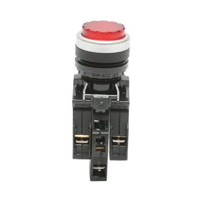 Pulsante di comando convesso illuminato 24V AC/DC LED rosso con ritorno 1NO+1NC, 10A/600V AC, 1A/250V DC LA42 Breckner Germany - immagine 2