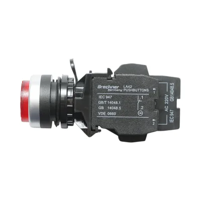 Pulsante di comando convesso illuminato LED 24V AC/DC rosso con ritorno 1NO+1NC, 10A/600V AC, 1A/250V DC TA42 Breckner Germany - immagine 4