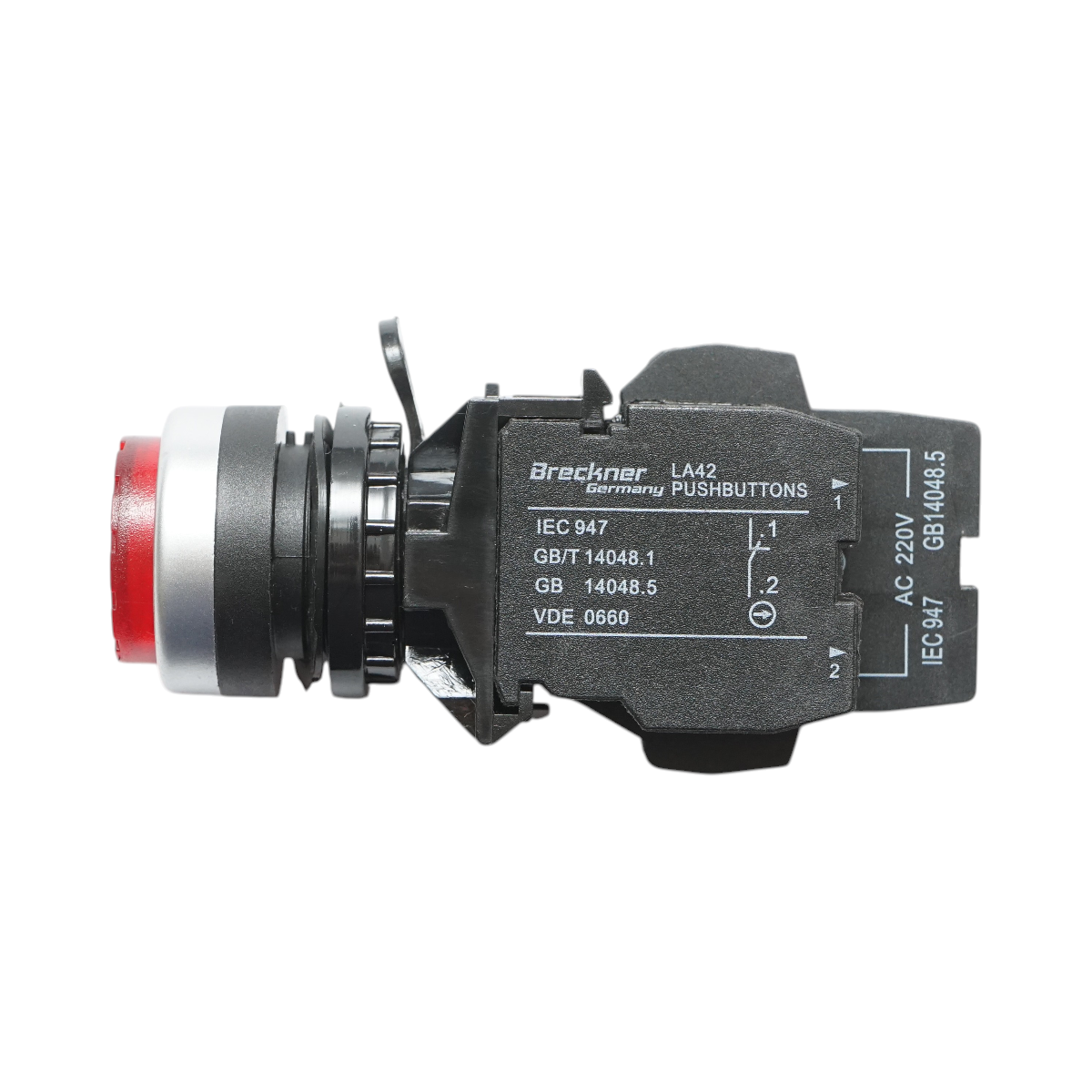 Pulsante di comando convesso illuminato LED 24V AC/DC rosso con ritorno 1NO+1NC, 10A/600V AC, 1A/250V DC TA42 Breckner Germany - immagine 4