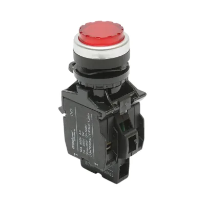 Pulsante di comando convesso illuminato LED 24V AC/DC rosso con ritorno 1NO+1NC, 10A/600V AC, 1A/250V DC TA42 Breckner Germany