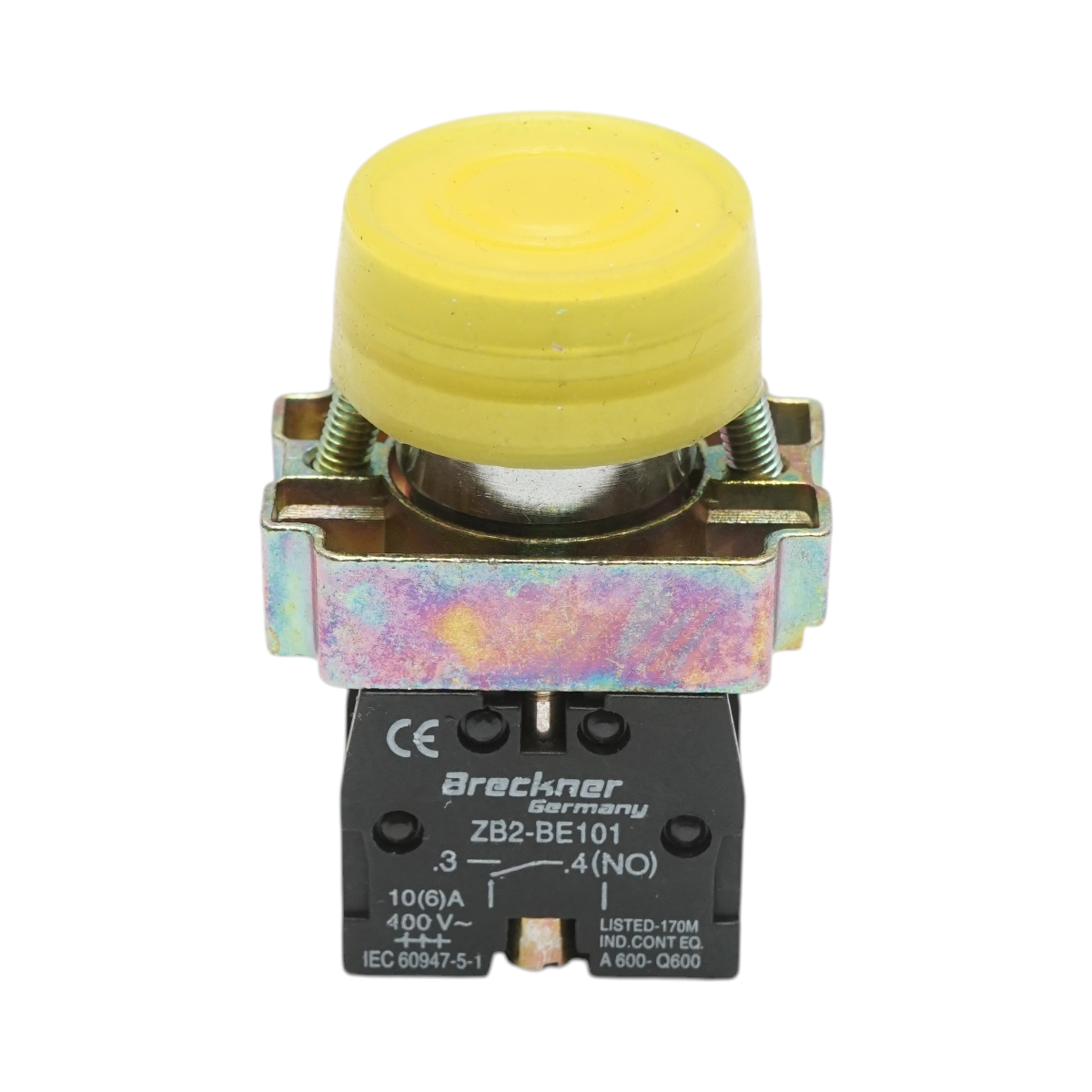Pulsante di comando giallo con protezione IP65, 1NO, 400V/10A, LAY5 Breckner Germany