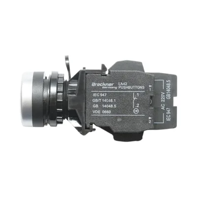 Pulsante di comando illuminato 220V AC LED bianco con ritorno 1NO+1NC, 10A/600V AC, 1A/250V DC LA42 Breckner Germany - immagine 4