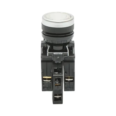 Pulsante di comando illuminato 220V AC LED bianco con ritorno 1NO+1NC, 10A/600V AC, 1A/250V DC LA42 Breckner Germany - immagine 2