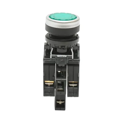 Pulsante di comando illuminato 220V AC LED verde con ritorno 1NO+1NC, 10A/600V AC, 1A/250V DC LA42 Breckner Germany - immagine 2