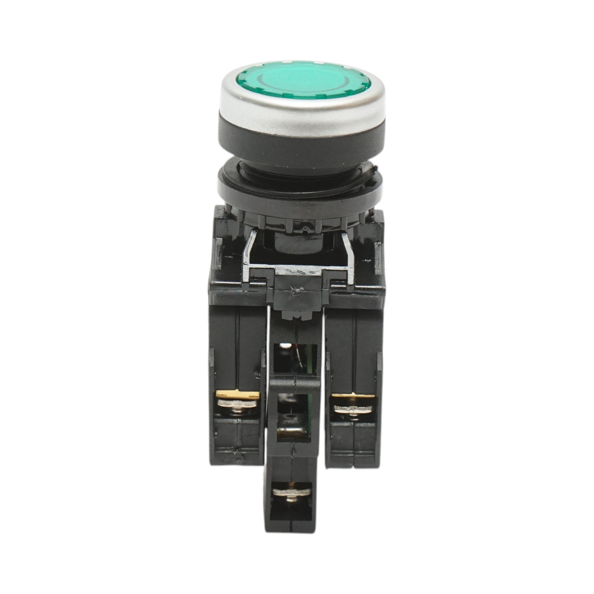 Pulsante di comando illuminato 220V AC LED verde con ritorno 1NO+1NC, 10A/600V AC, 1A/250V DC LA42 Breckner Germany - immagine 2