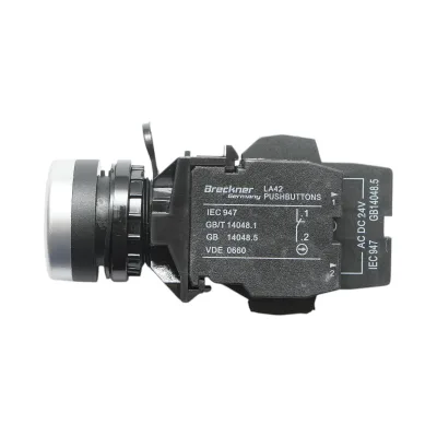 Pulsante di comando illuminato 24V AC/DC LED bianco con ritorno 1NO+1NC, 10A/600V AC, 1A/250V DC LA42 Breckner Germany - immagine 4