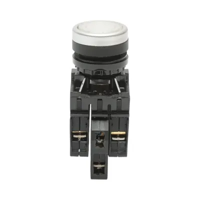 Pulsante di comando illuminato 24V AC/DC LED bianco con ritorno 1NO+1NC, 10A/600V AC, 1A/250V DC LA42 Breckner Germany - immagine 2