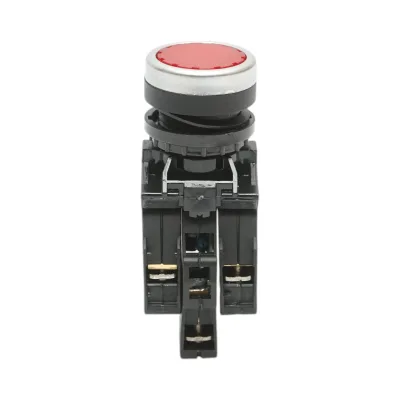 Pulsante di comando illuminato 24V AC/DC LED rosso con ritorno 1NO+1NC, 10A/600V AC, 1A/250V DC LA42 Breckner Germany - immagine 2