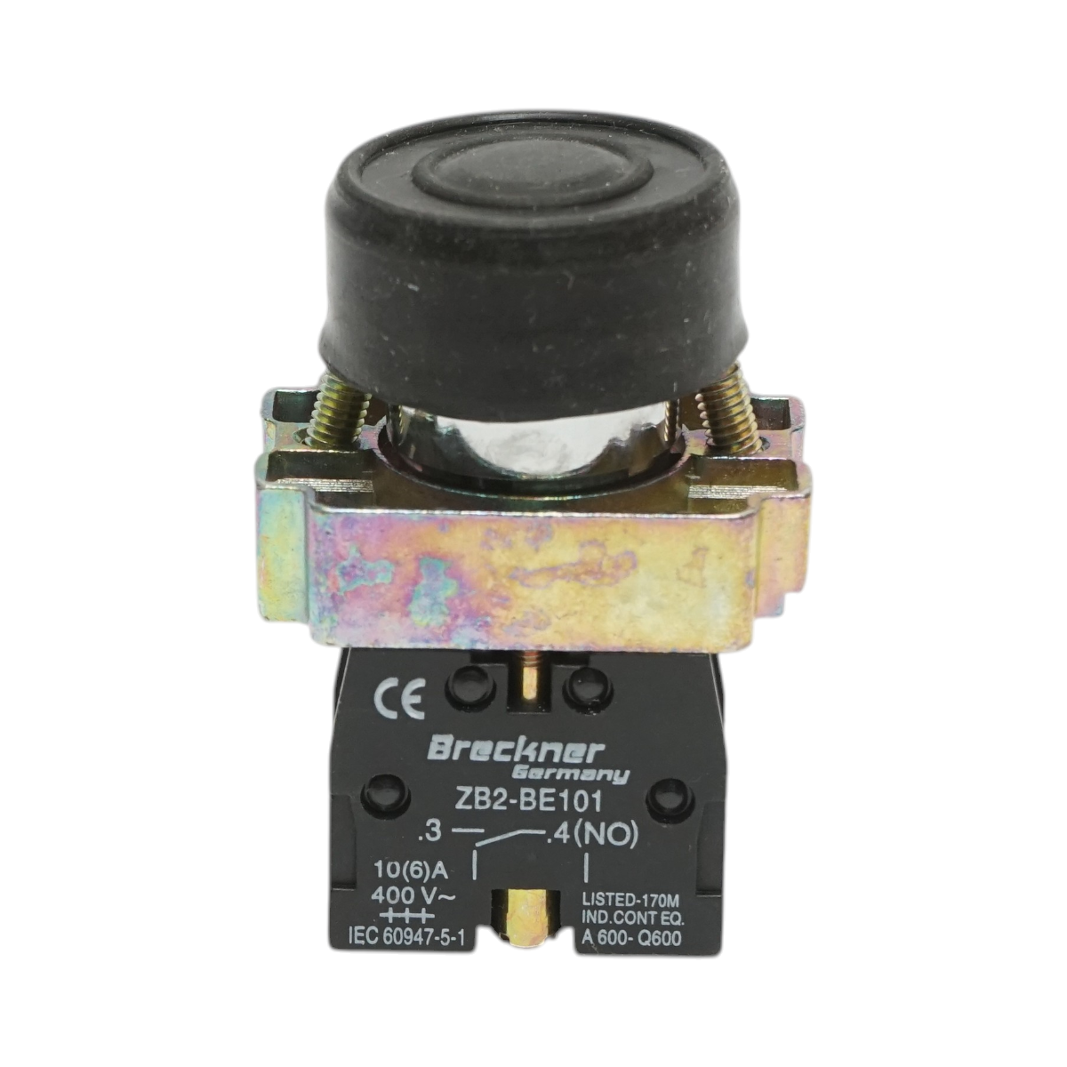Pulsante di comando nero con protezione IP65, 1NO, 400V/10A, LAY5 Breckner Germany