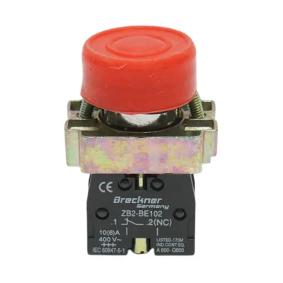 Pulsante di comando rosso con protezione IP65, 1NC, 400V/10A, LAY5 Breckner Germany