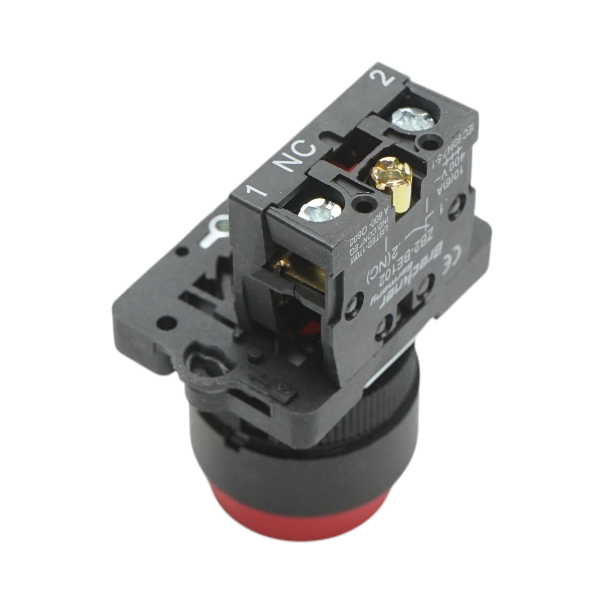Pulsante di comando STOP convesso rosso con ritorno 1NC, 400V/10A, LAY5 Breckner Germany - immagine 4