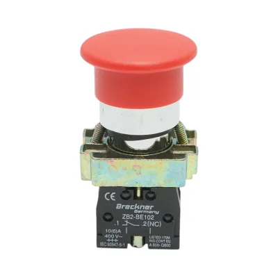 Pulsante di comando STOP rosso con ritorno a fungo 1NC, 400V/10A, LAY5 Breckner Germany