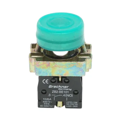 Pulsante di comando verde con protezione IP65, 1NO, 400V/10A, LAY5 Breckner Germany