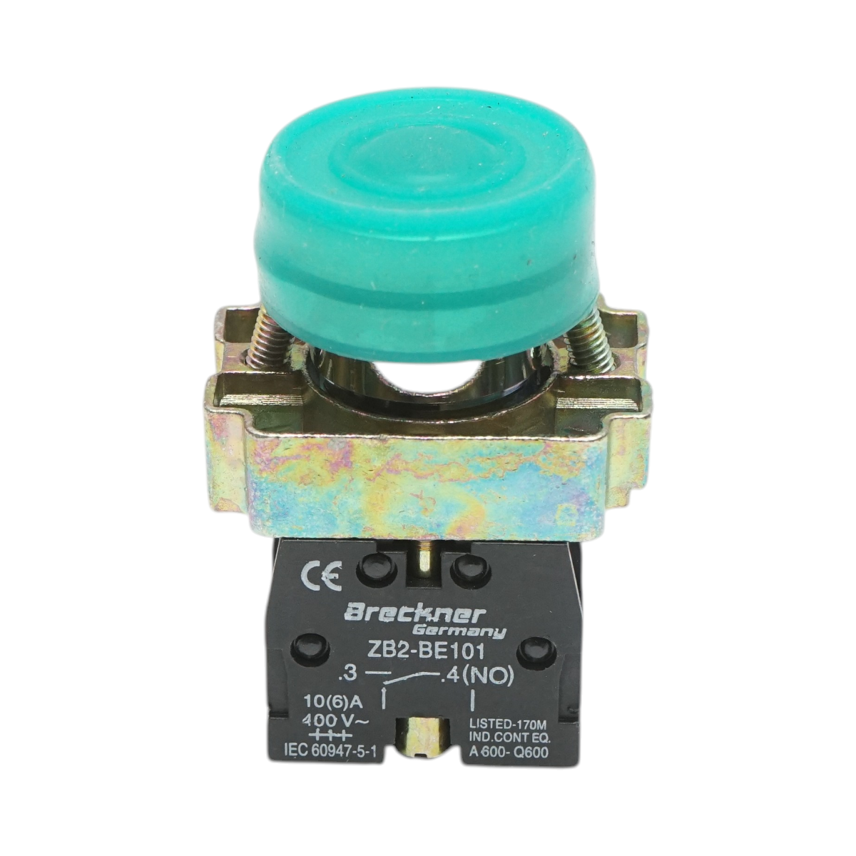 Pulsante di comando verde con protezione IP65, 1NO, 400V/10A, LAY5 Breckner Germany