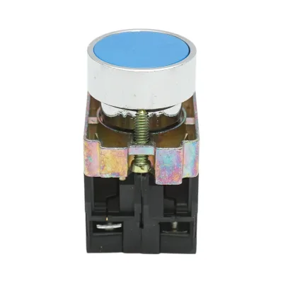 Pulsante in metallo blu con ritorno 1NO+1NC, 400V/10A, LAY5 Breckner Germany - immagine 2