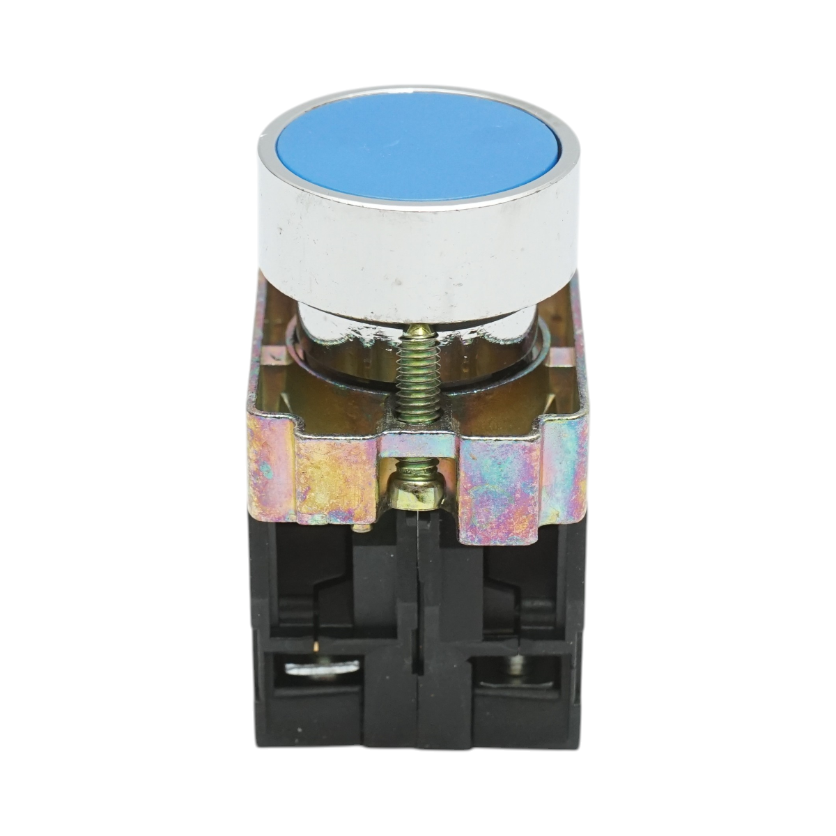 Pulsante in metallo blu con ritorno 1NO+1NC, 400V/10A, LAY5 Breckner Germany - immagine 2