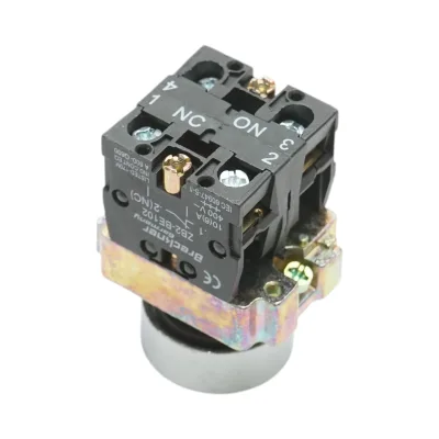 Pulsante in metallo blu con ritorno 1NO+1NC, 400V/10A, LAY5 Breckner Germany - immagine 4