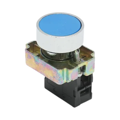 Pulsante in metallo blu con ritorno 1NO, 400V/10A, LAY5 Breckner Germany - immagine 5