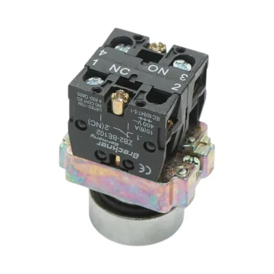 Pulsante in metallo nero con ritorno 1NO+1NC, 400V/10A, LAY5 Breckner Germany - immagine 3